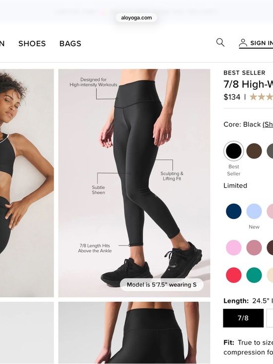 ALO Yoga Pants - ALO Yoga Black High-Waist 7/8 Leggings